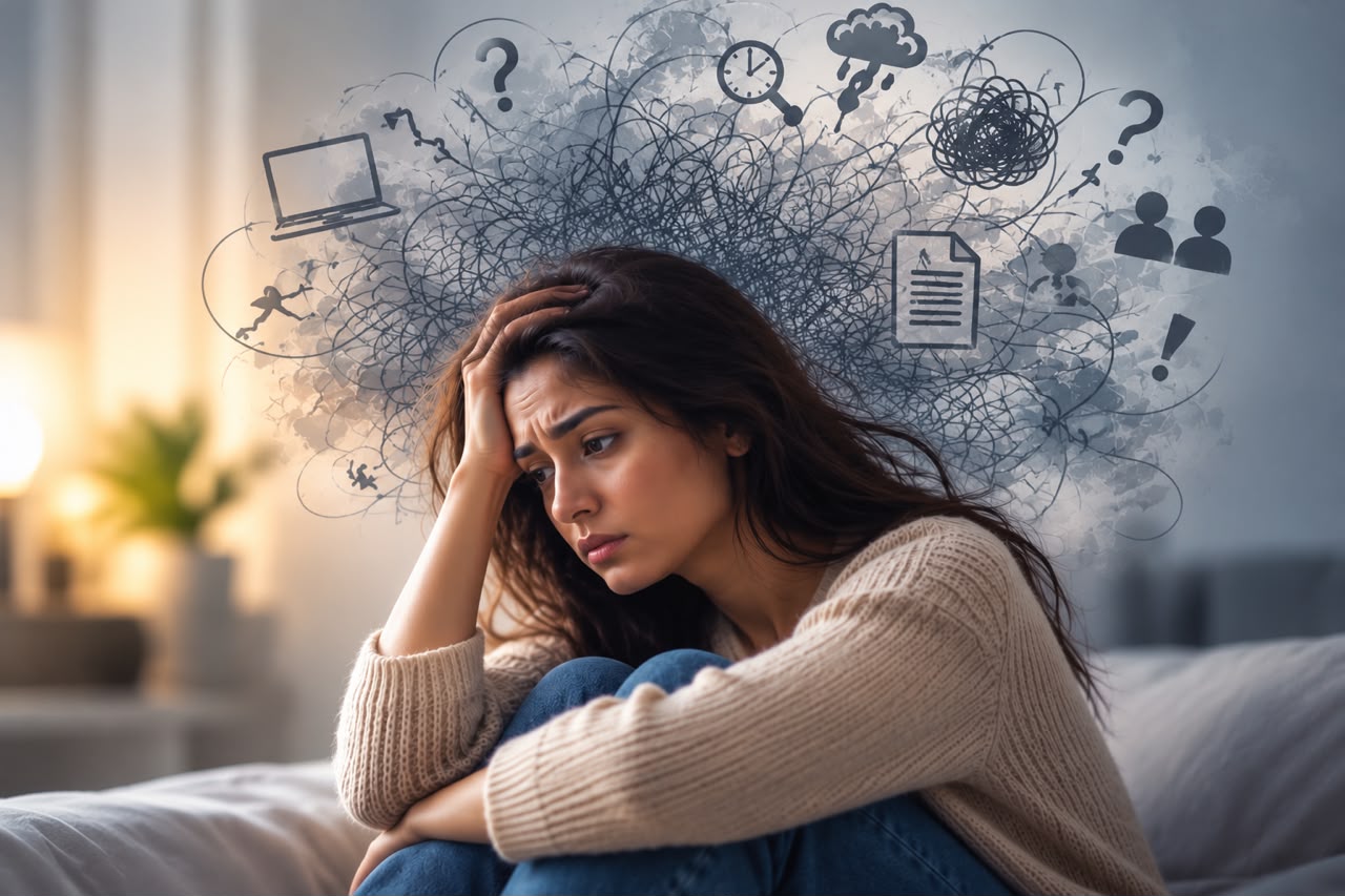 Woman experiencing anxiety and overwhelming worry — anxiety disorder treatment at The Parklane Clinic in Lahore