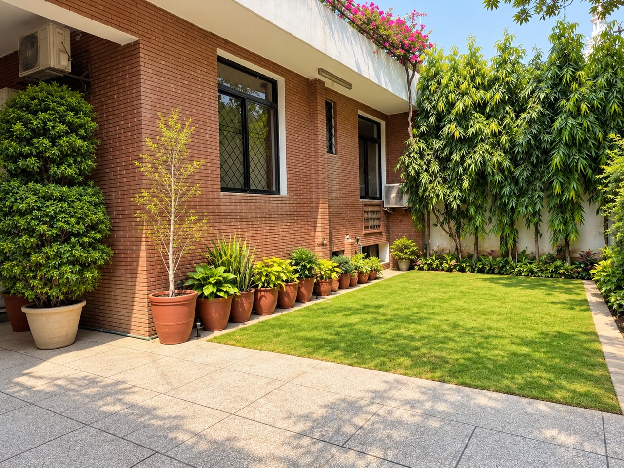 Therapeutic garden and outdoor patient space at The Parklane Clinic in Gulberg, Lahore