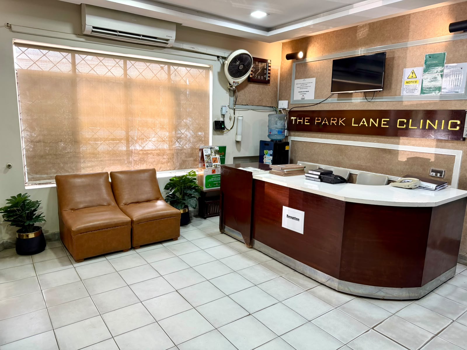 Reception desk at The Parklane Clinic