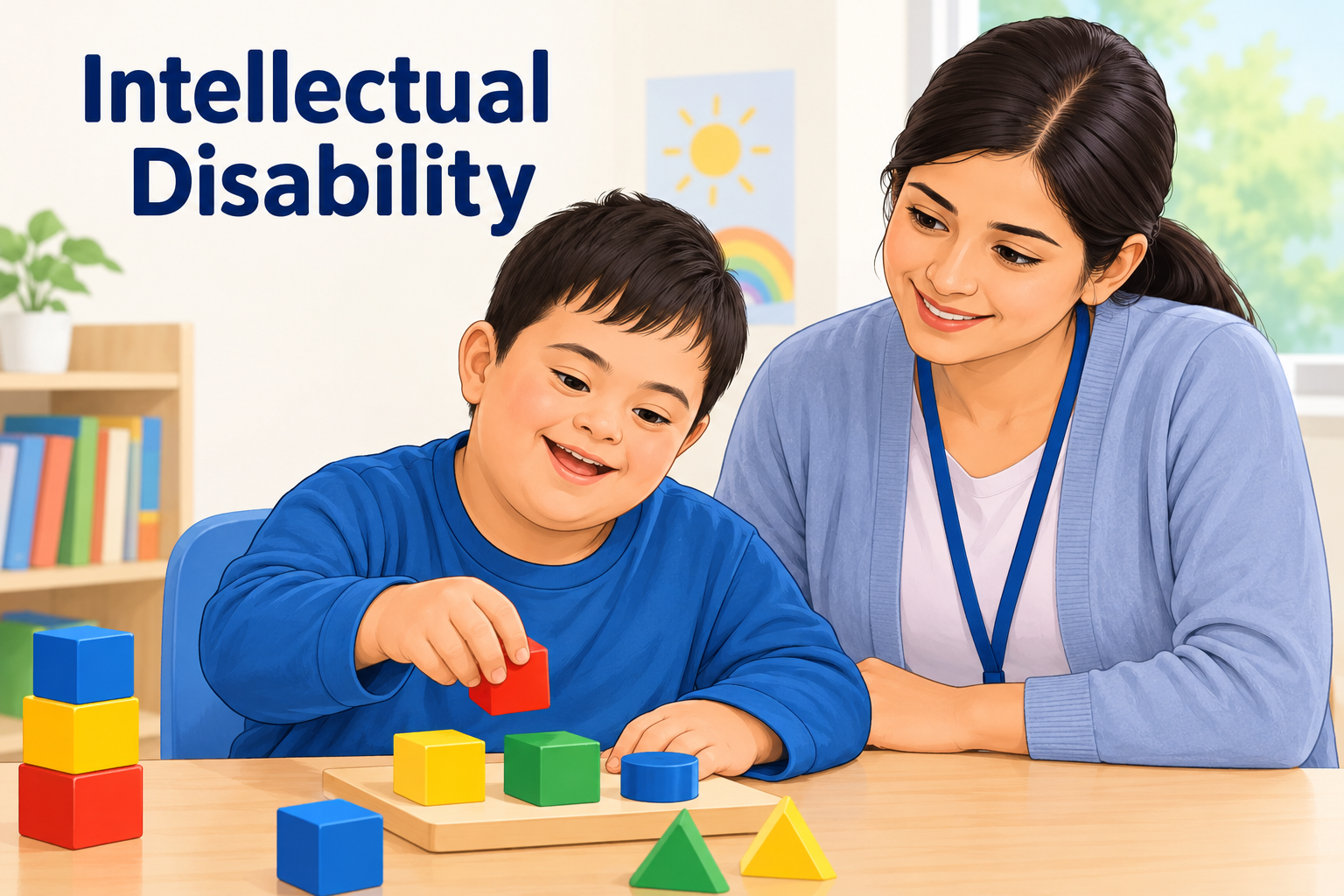 Child with intellectual disability learning with support at The Parklane Clinic in Lahore