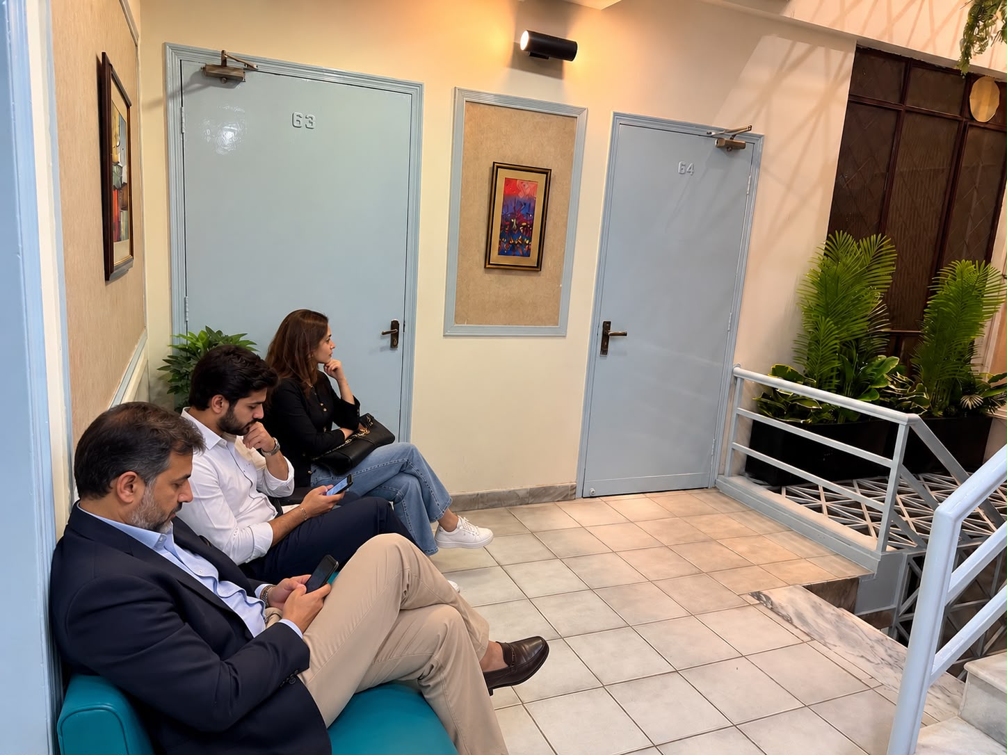 Patient and family waiting area outside consultation rooms at The Parklane Clinic
