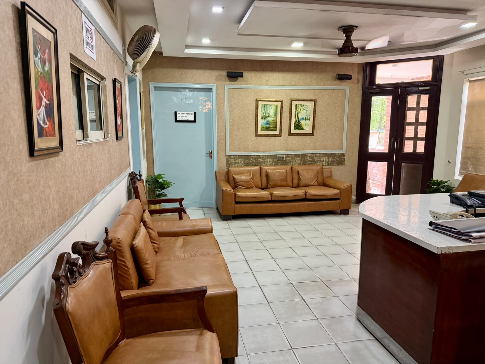 Main reception and seating area inside The Parklane Clinic